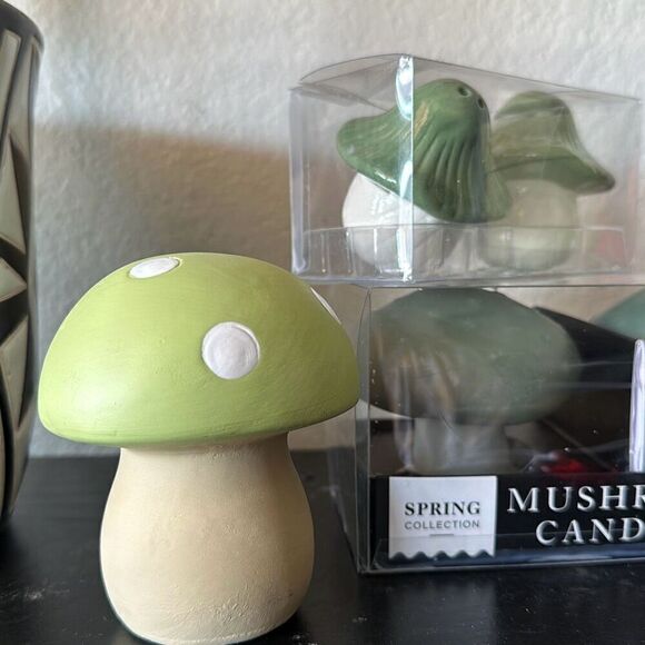 Mushroom bundle set salt shakers candles and home decor - Picture 2 of 4